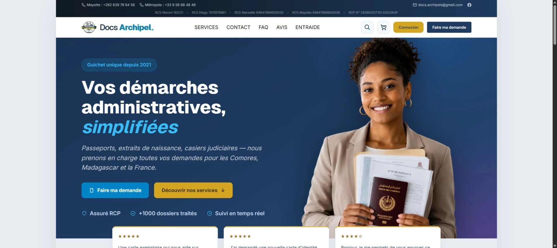 Page d’accueil de Docs Archipel : services pour les démarches administratives