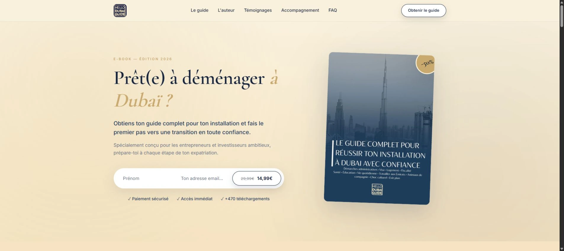 Page d’accueil de Hello Dubai Guide : préparer son installation à Dubaï
