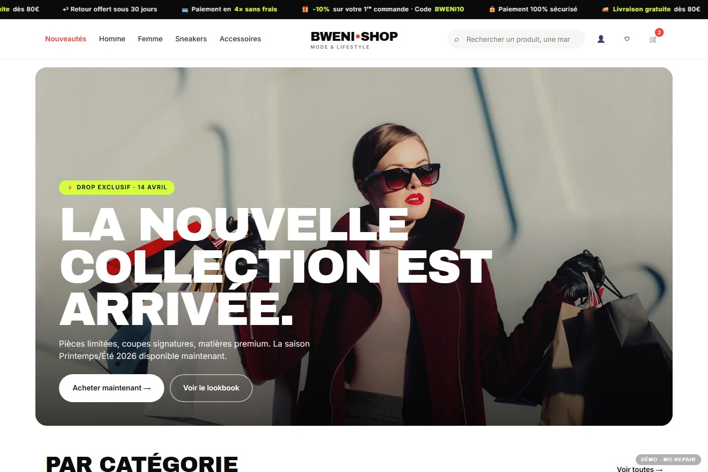 Aperçu du site Bweni Shop