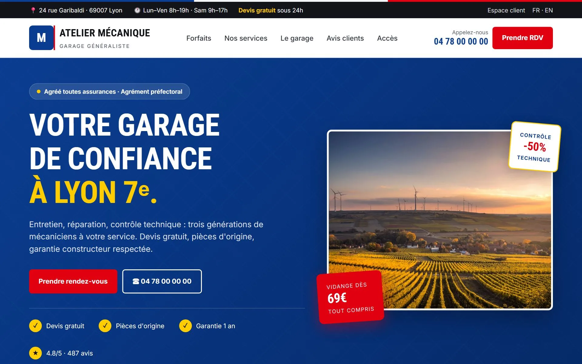 Aperçu du site Garage