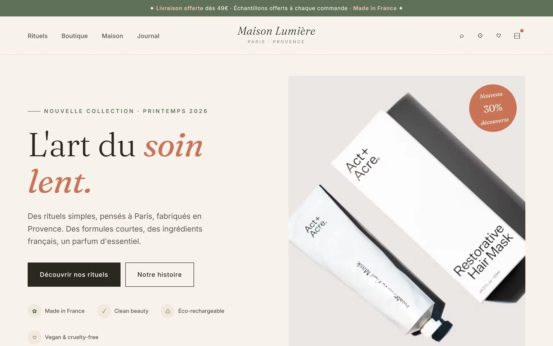 Aperçu du site Cosmétique